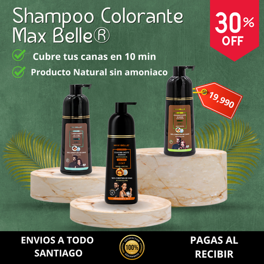 Shampoo Max Belle® 400ml  -Cubre las canas y deja el cabello suave y brillante.