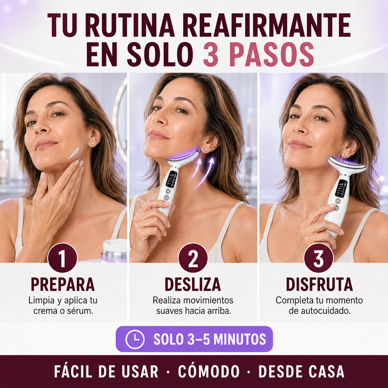 El secreto para un rostro firme y rejuvenecido -  Masajeador Facial 4 en 1