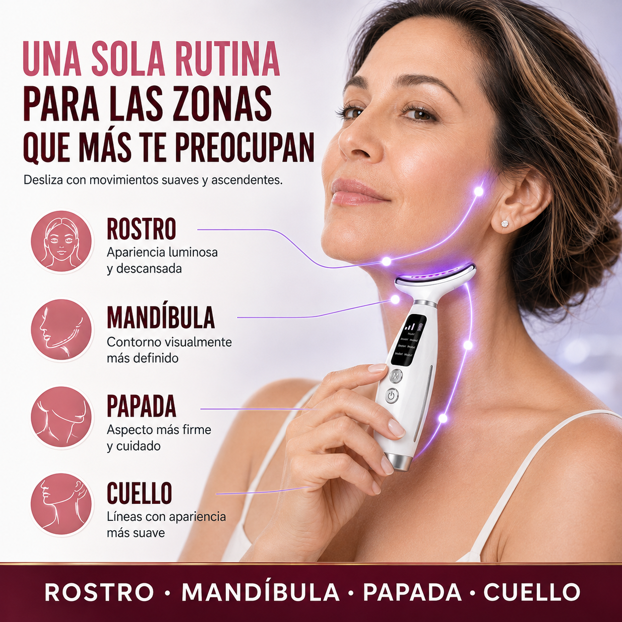 El secreto para un rostro firme y rejuvenecido -  Masajeador Facial 4 en 1