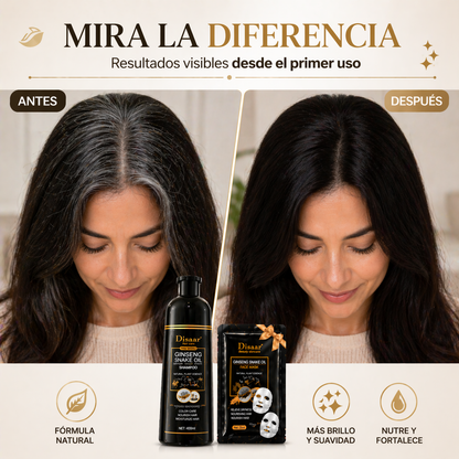 Cabello más joven, brillante y uniforme desde el primer uso