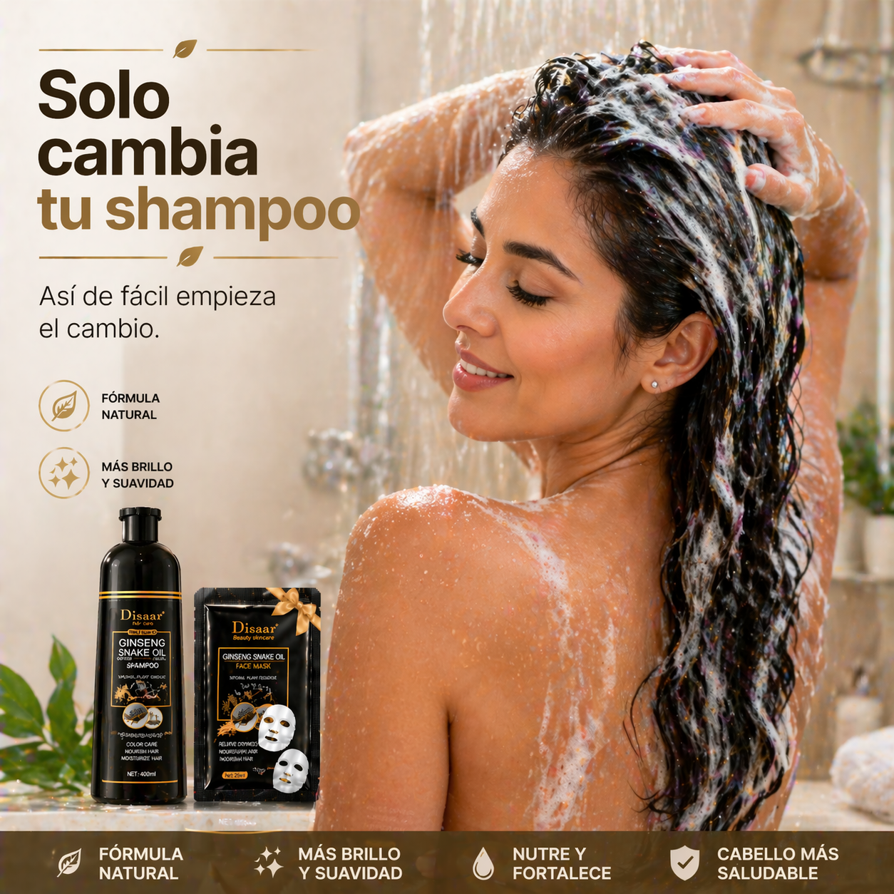 Cabello más joven, brillante y uniforme desde el primer uso