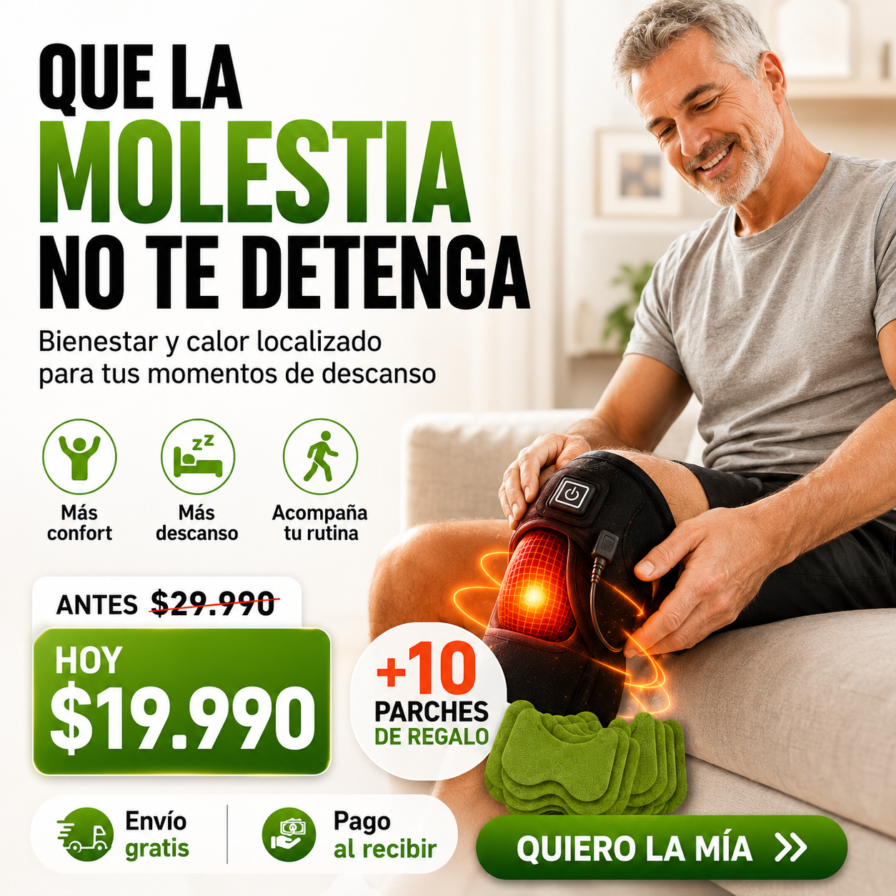 Rodillera Ortopédica con Calefacción Graduable + Parches de Regalo