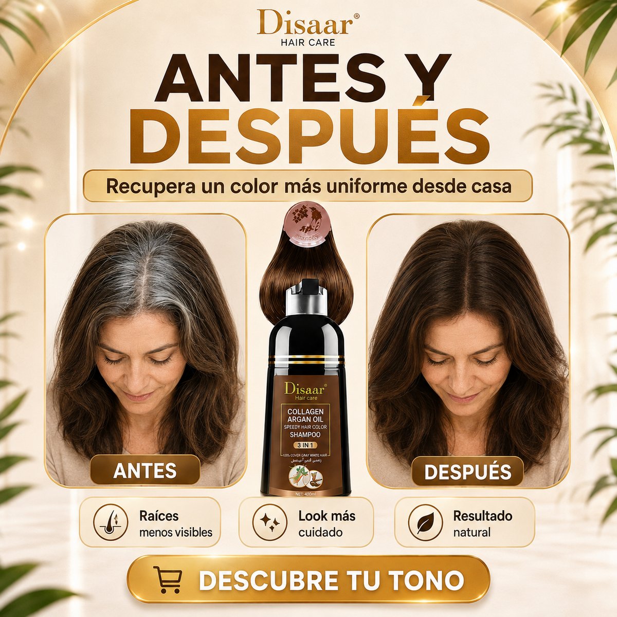 Shampoo Disaar® – Fórmula 100% Natural que Cubre las Canas al Instante