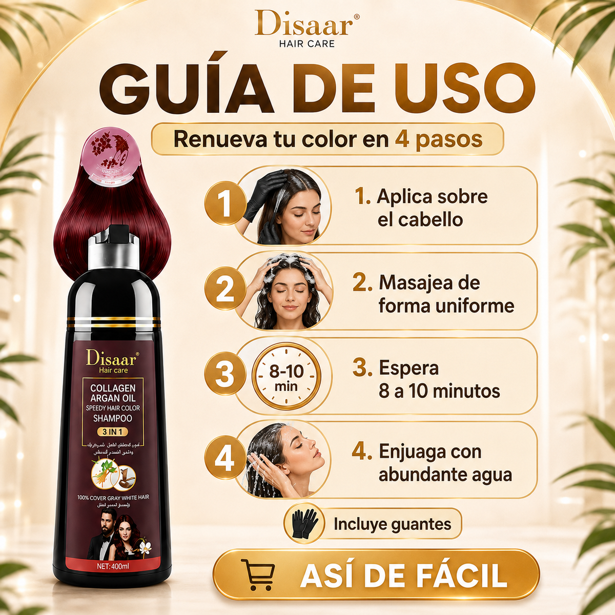 Shampoo Disaar® – Fórmula 100% Natural que Cubre las Canas al Instante