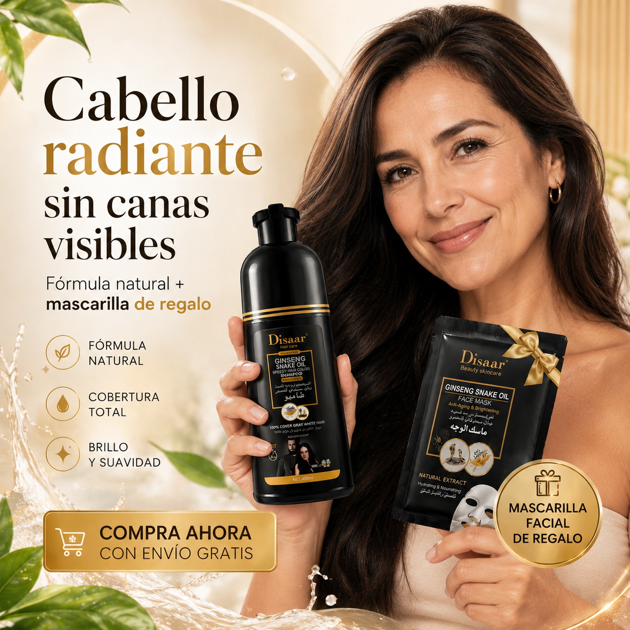 Cabello más joven, brillante y uniforme desde el primer uso