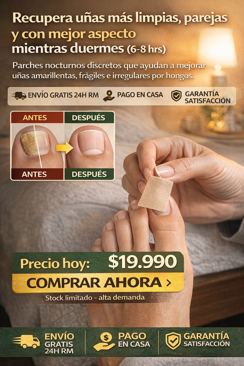 Parche para uñas con hongos, Renovación toda la noche.