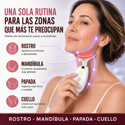 LumiLift Pro 7™ – Masajeador Facial LED para Rostro, Papada y Cuello