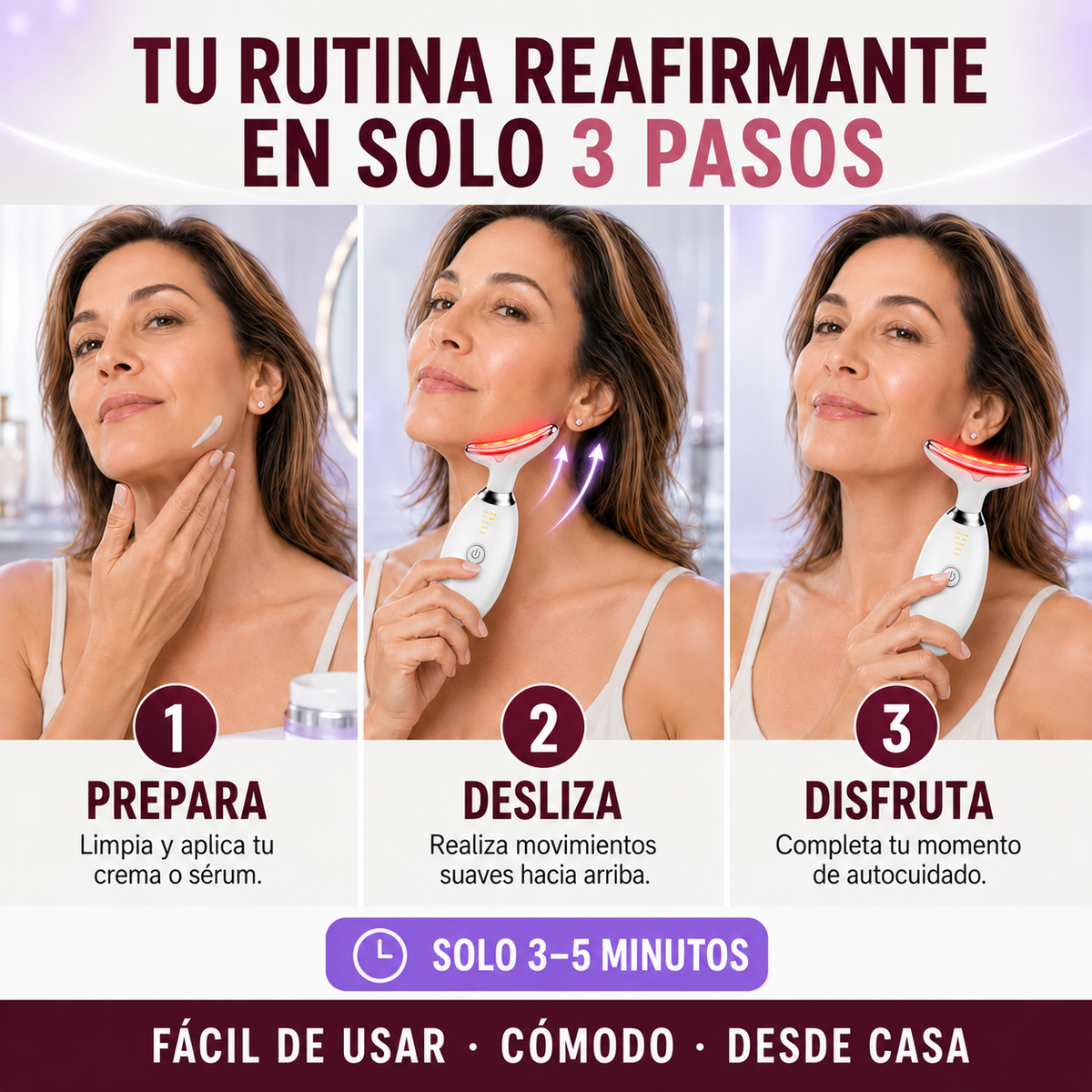 LumiLift Pro 7™ – Masajeador Facial LED para Rostro, Papada y Cuello